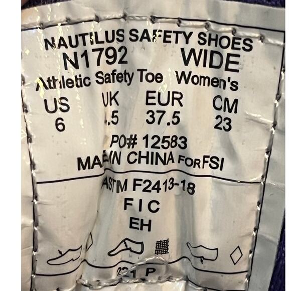 NWOB Nautilus Safety Footwear Women's Size 6EE Purple/Blue Safety Toe Shoe NEW - Picture 3 of 10